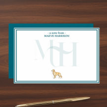 Golden Retriever Personalized Monogram Stationery