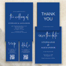 Mid Blue Wedding Invitation Suite