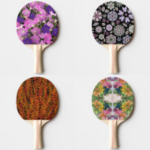 Ping Pong Paddles With Botanical Floral Designs 