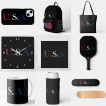 U.S.A. Red White And Blue Lettering Design 