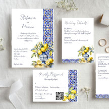 Amalfi Italian blue tiles lemons wedding