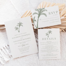 Sage Green Tropical Beach Palm Trees Wedding Suite
