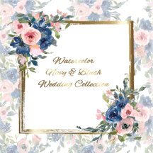 Watercolor Navy & Blush Wedding Collection