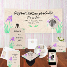 Elegant Graduation with watercolors and marble
