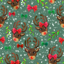 Christmas Reindeer Forest Green