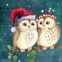 Christmas owls in love 