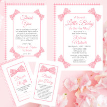 A Sweet Little Baby Pink Gingham Bows Baby Shower