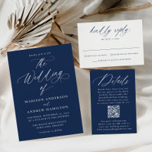 Modern Minimal Calligraphy Wedding - Navy
