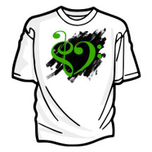 Treble and Bass Clef Musical Heart Over Grunge