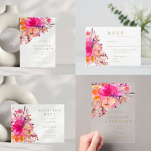 Chic Hot Pink Watercolor Wedding Collection