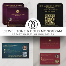Jewel Tone & Gold Monogram Notary Brand