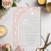 Pink and Rose Gold Anniversary Invitations