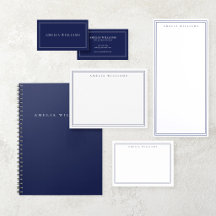 Minimalist Blue Personalized Stationery