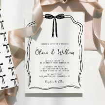 Chic Modern Hand Drawn Bow Whimsical Wedding