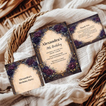 Moody Purple Gothic Floral Birthday Celebration