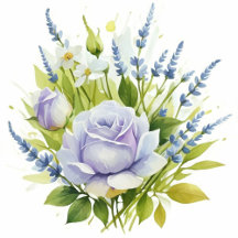 Watercolor Lavender Wildflowers