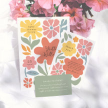 Bold Flowers Unique Illustrated Baby Shower