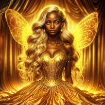 Golden-Eyed Fairy Queen with Glowing Wings