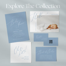 Whimsical Dusty Blue Baby Shower Collection