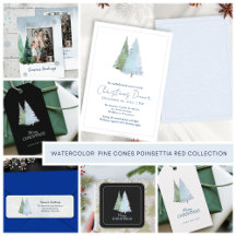 Nordic Pine Forest Modern Watercolor Christmas