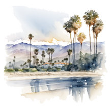 Santa Barbara California Beach Watercolor