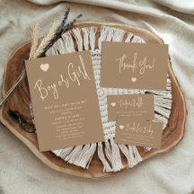 Minimalist Brown Boy or Girl Gender Reveal