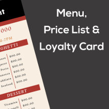 Menu, Price List & Loyalty Card