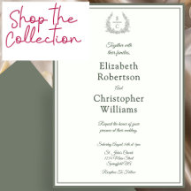 Crest and Monogram Thyme Green and Ivory Wedding