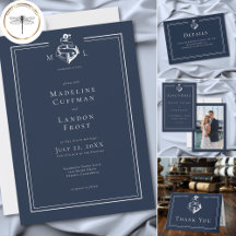 Blue White Minimal Nautical Anchor Coastal Wedding