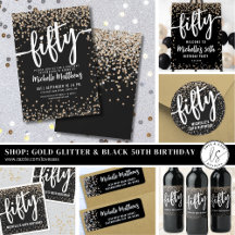 Black Gold Glitter 50th Birthday Party