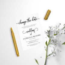 Elegant Calligraphy Wedding Postponement Cards