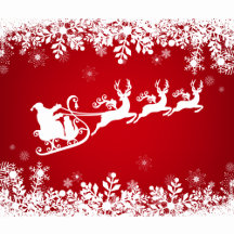 Wintry Santa, reindeer and snowflakes