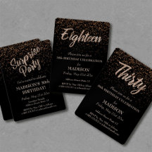Black & Gold Birthday Party invitations