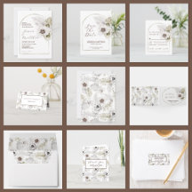 White Flowers and Feathers- Wedding Collection  