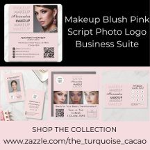 Makeup Blush Pink Script Photo Logo Business Suite