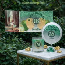Stylish Green & Gold Glitter   18th Birthday