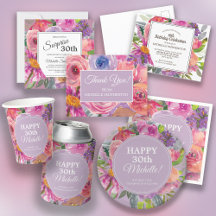 Purple Pink Watercolor Wildflower Garden Birthday 