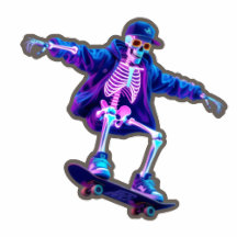 Neon 3D Skeleton Skateboarding – Funny Streetwear 