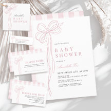 Long Pink Bow Ribbon Girl Baby Shower
