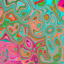 Trippy Retro Orange and Aqua Groovy Abstract Art