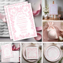 Toile de Jouy Butterflies Pink Baby Shower