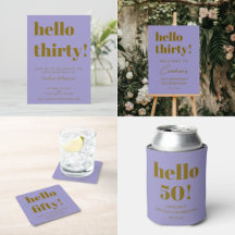 Hello Fifty Modern Purple Gold Birthday Party