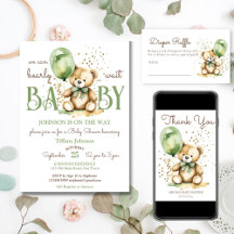Bearly wait green teddy bear baby shower