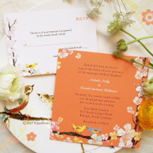 Floral Love Birds Wedding 1 (Orange & White)