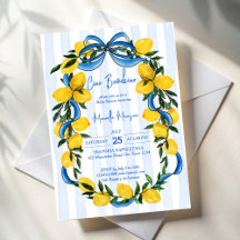 Lemons blue stripes and bow Italian baby shower