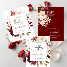 Elegant Burgundy White Flowers Wedding 