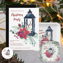 Festive Modern Christmas Party Invitations