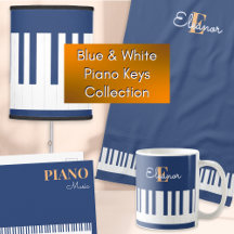 Blue White Monogram Piano Keys