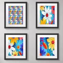 WHIMSICAL RETRO COLORFUL DAISIES AND POLKA DOTS