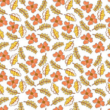 Warm Falling Autumn Leaves with Flowers